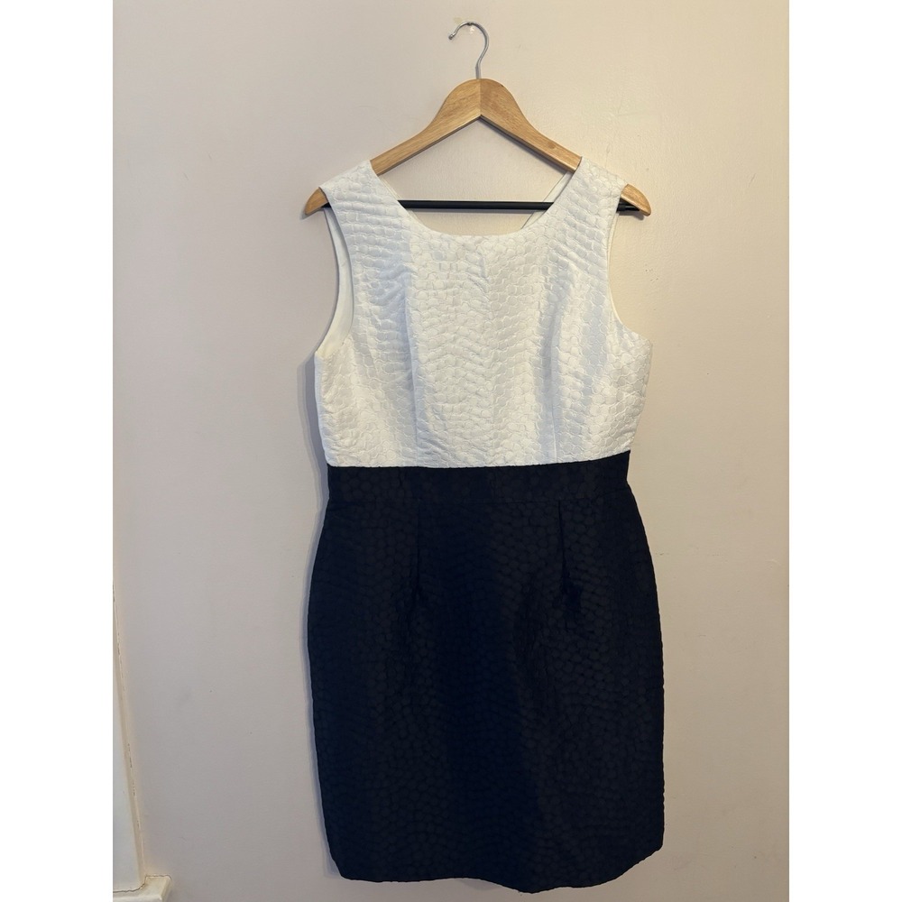 Talbots Women's White Black Colorblock Sleeveless Formal Sheath Dress Size 14P - Picture 1 of 5